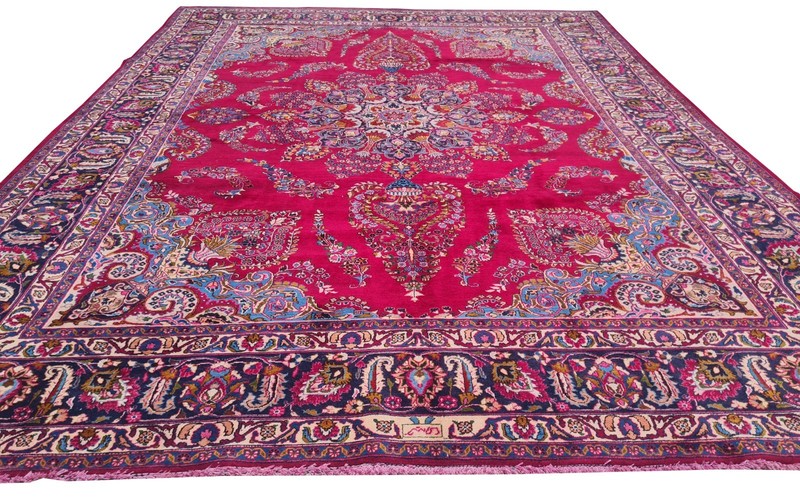 Genuine Hand Knotted Vintage Mashoud Wool Area Rug 13 x 10 Ft gallery