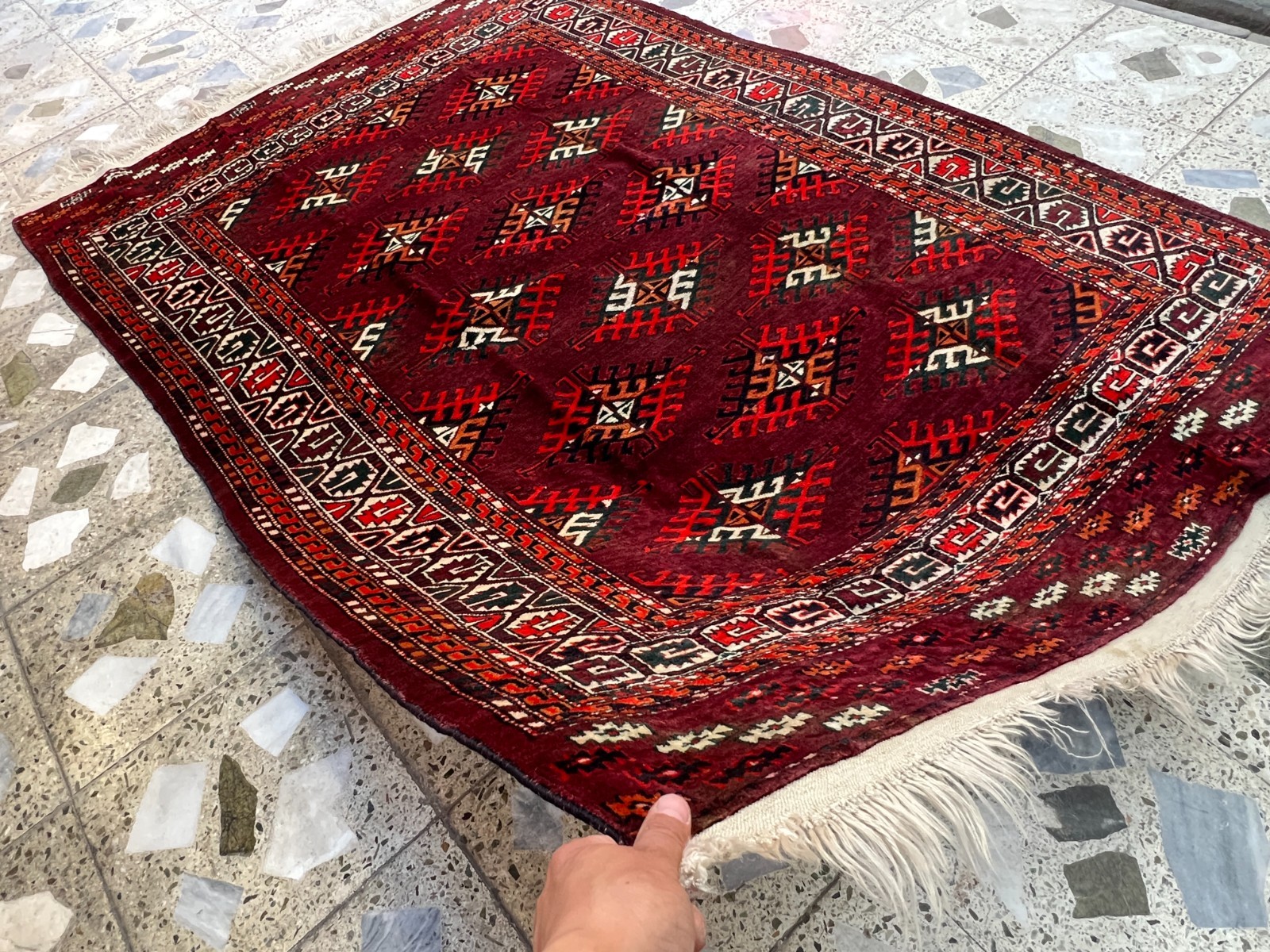 COLLECTORS' PIECE Antique Indigo Color Russian Turkoman Yamood Turkmenistan Rug gallery