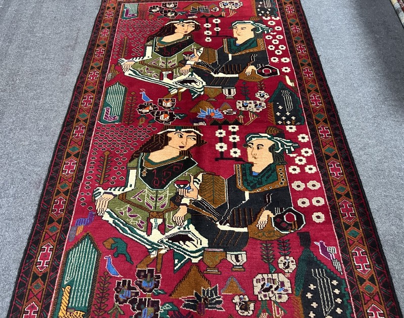 Afghan Laila Majnun Pictorial 4 x 6 Ft Rug Handmade Wool Love Story Folk Art gallery