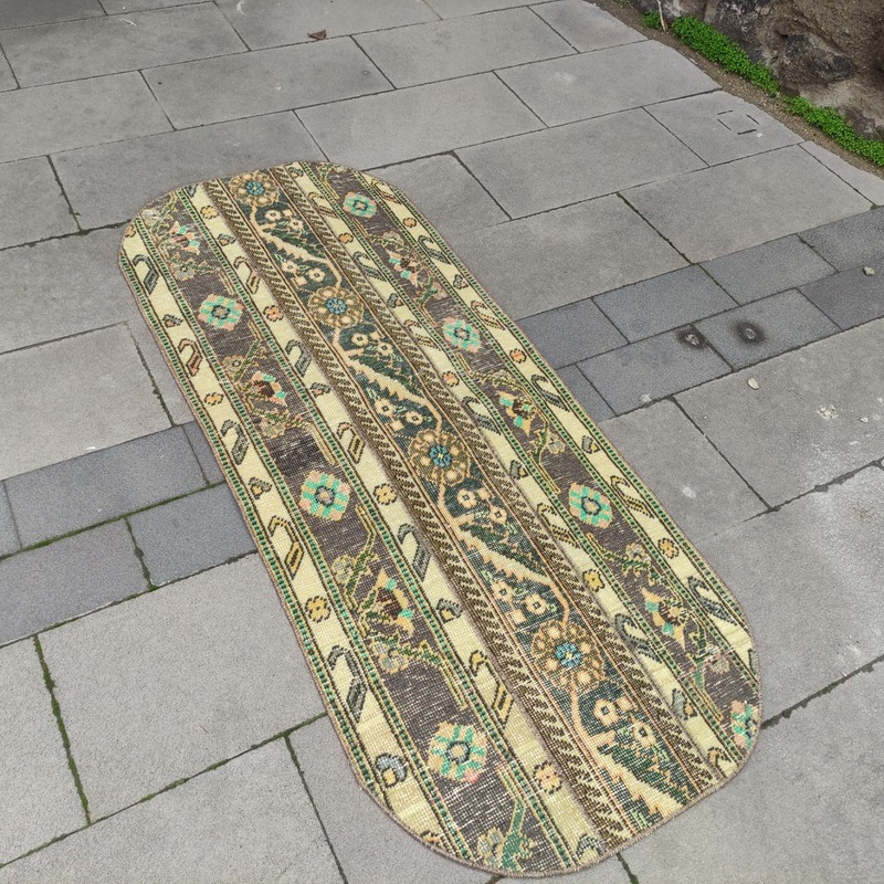 2x5 Turkish oval rug 2.23 x 5.41 ft Vintage Handmade rug 68 x 165 cm runner gallery