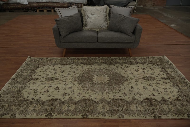 Exquisite Vintage Beige Rug 5x10 Hand-knotted Wool Distressed Turkish Carpet gallery