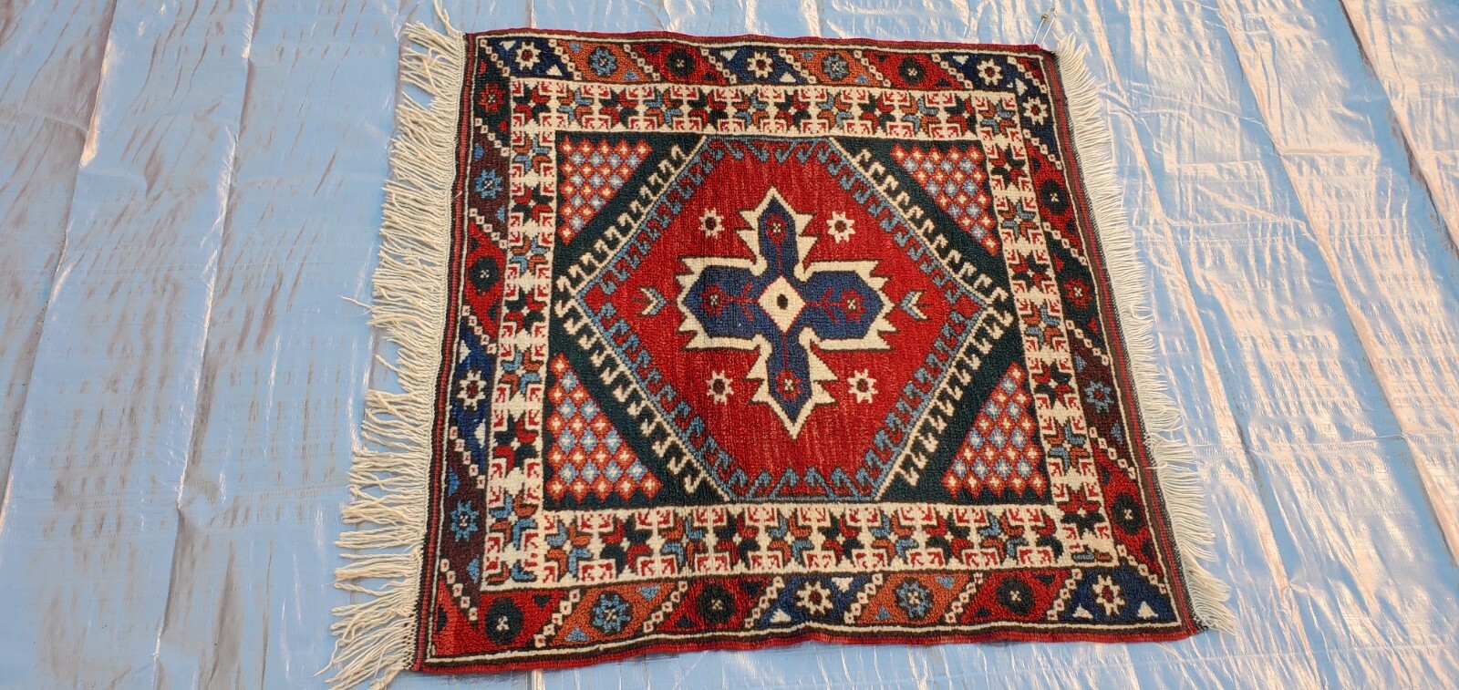 Turkish vintage square rug, area rug, handmade, 3 x 3 ft gallery
