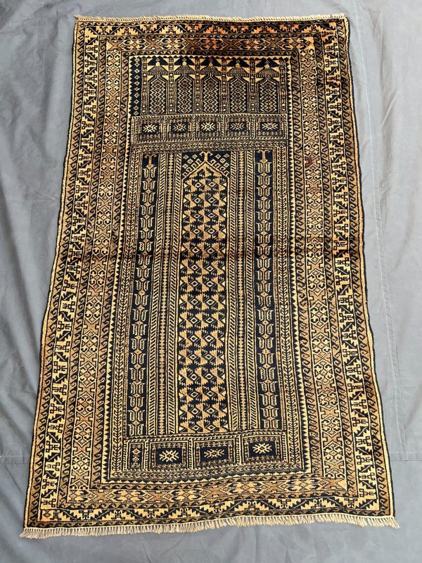 Black Turkish Prayer Rug 3x5 Antique Hand Knotted Tribal Faded Anatolian Wool ru gallery
