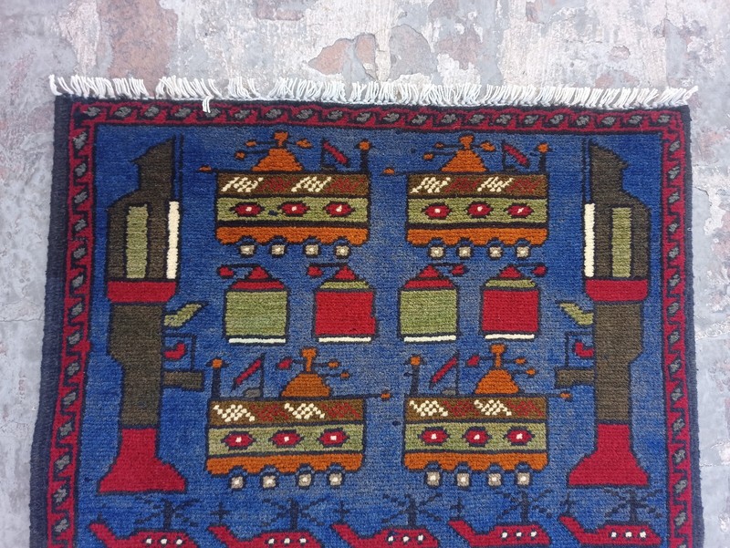 Ar Afghan Handmade War Rug Baluchi Wool Pictorial Rug 77x60 cm gallery