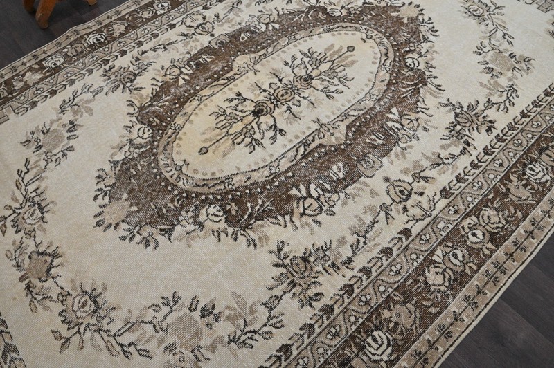 Oushak Turkish Vintage Rug 7x10 Kilim Rug Anatolian Handmade Boho Decor BEIGE gallery