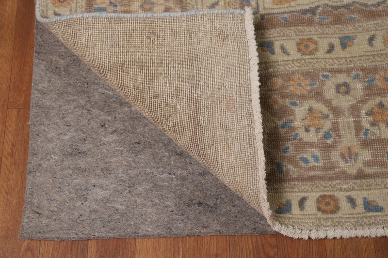 Light Brown Medallion Wool Tebriz Vintage Hand-knotted Room Size Area Rug 10x12 gallery