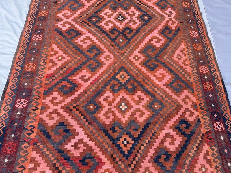 Terracotta Pink Faded Kilim Rug 6'5x9'7 Vintage Turkish Tribal Boho Flatweave gallery