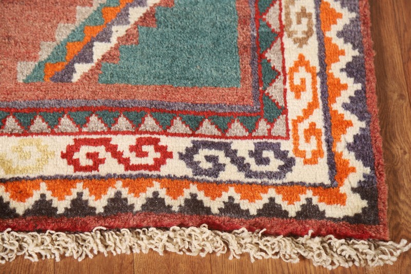 Geometric Gabbeh Rust/ Green 9 ft Runner Wool Hand-knotted Tribal Rug 3x9 Carpet gallery