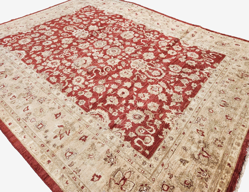 ANTIQUITY HAND-KNOTTED TURKISH OUSHAK PISHAWAR-ZIGLAR WOOL MUTED RUG 9'2 X11'7" gallery
