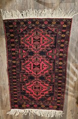 Vintage Afghanistan Rug Red And Blue. 3’x4′ Great Used Condition