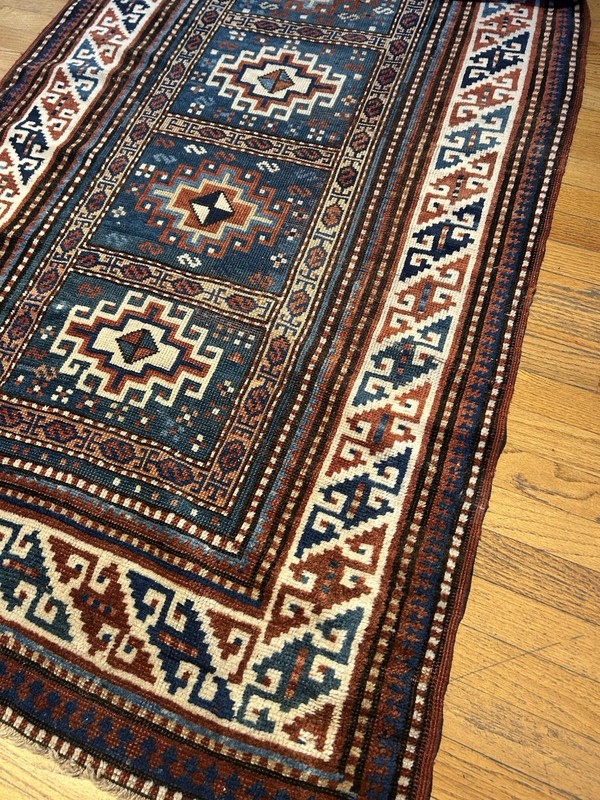 Museum Quality Antique Caucasian Kazak Rug C.1900 Hooked Star Medallion 3’2x5’10 gallery