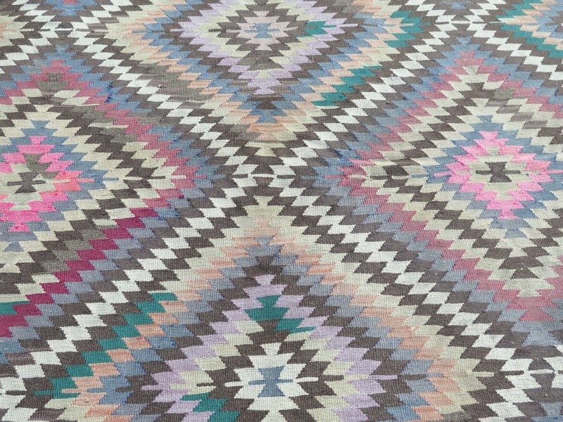 Turkish Kilim Wool Rugs, Area Rug, Handmade Floor Carpet, Large Teppich 78"X115" gallery