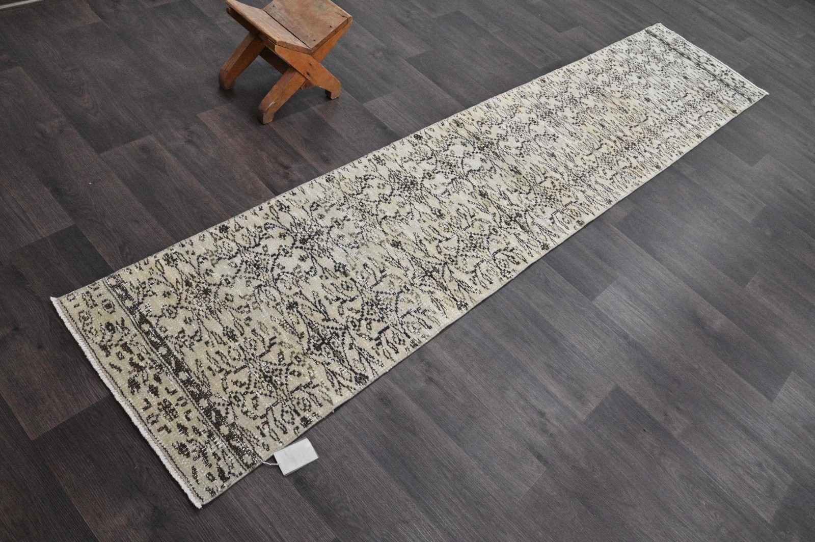 Vintage Turkish Runner Rug 2x10ft Wool Anatolian Handmade Hallway Oushak BEIGE gallery