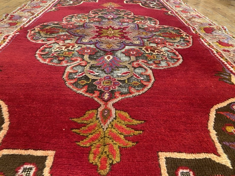 Authentic Ca 1900-1939s Antique Medallion Patterned Wool Pile Tribal Rug 4’x7’ gallery