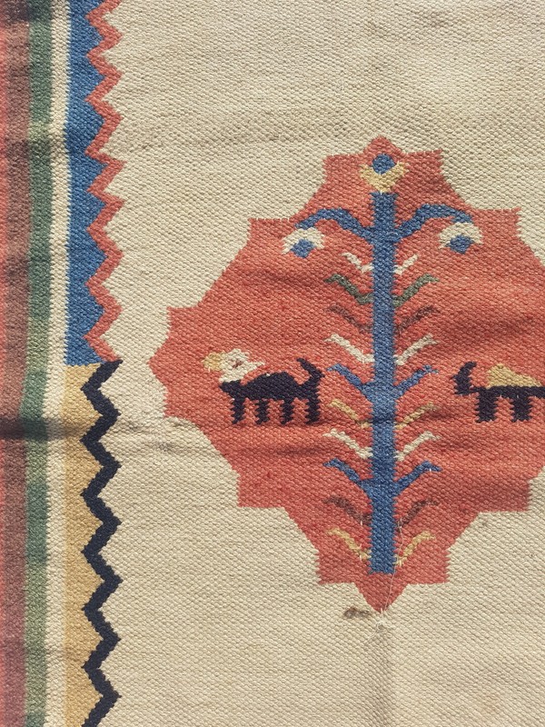 Vintage Handmade Traditional Geometric Multicolor Kilim Rug Carpet 4x2.2ft gallery