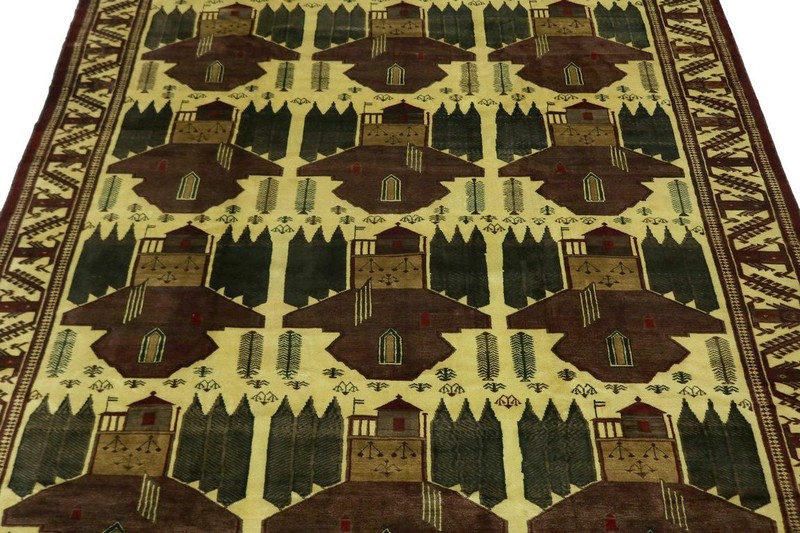 Rare Pictorial Afghan Design Tribal Rug Oriental Home Decor Carpet 9X13 ft gallery