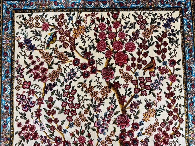 Elegant Pictorial Silk Rug - Tree of Life with Wildlife Scene, Decorative 2x3 ft gallery