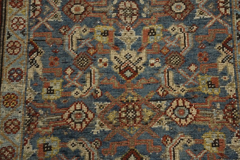 Pre-1900 Vegetable Dye Wool Blue Hand-made Traditional Runner Antique Rug 3x15 gallery