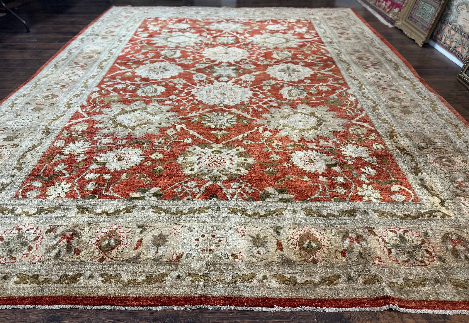 Pakistani Peshawar Rug 10x13, Burnt Orange, Large Handmade Wool Carpet gallery