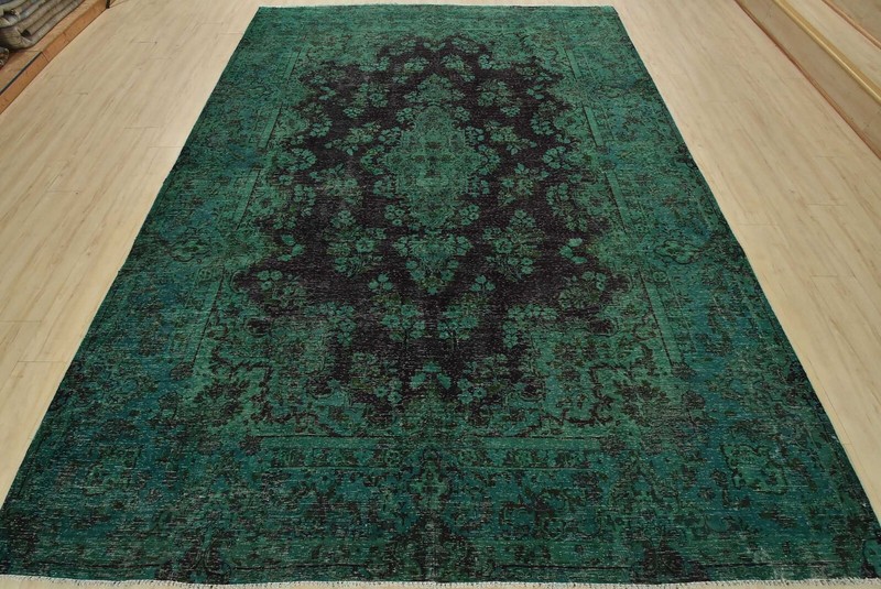 Tabrizi Rug 8'3'' x 11'5'' Purple Wool Semi-Antique Overdyed Hand-Knotted Carpet gallery