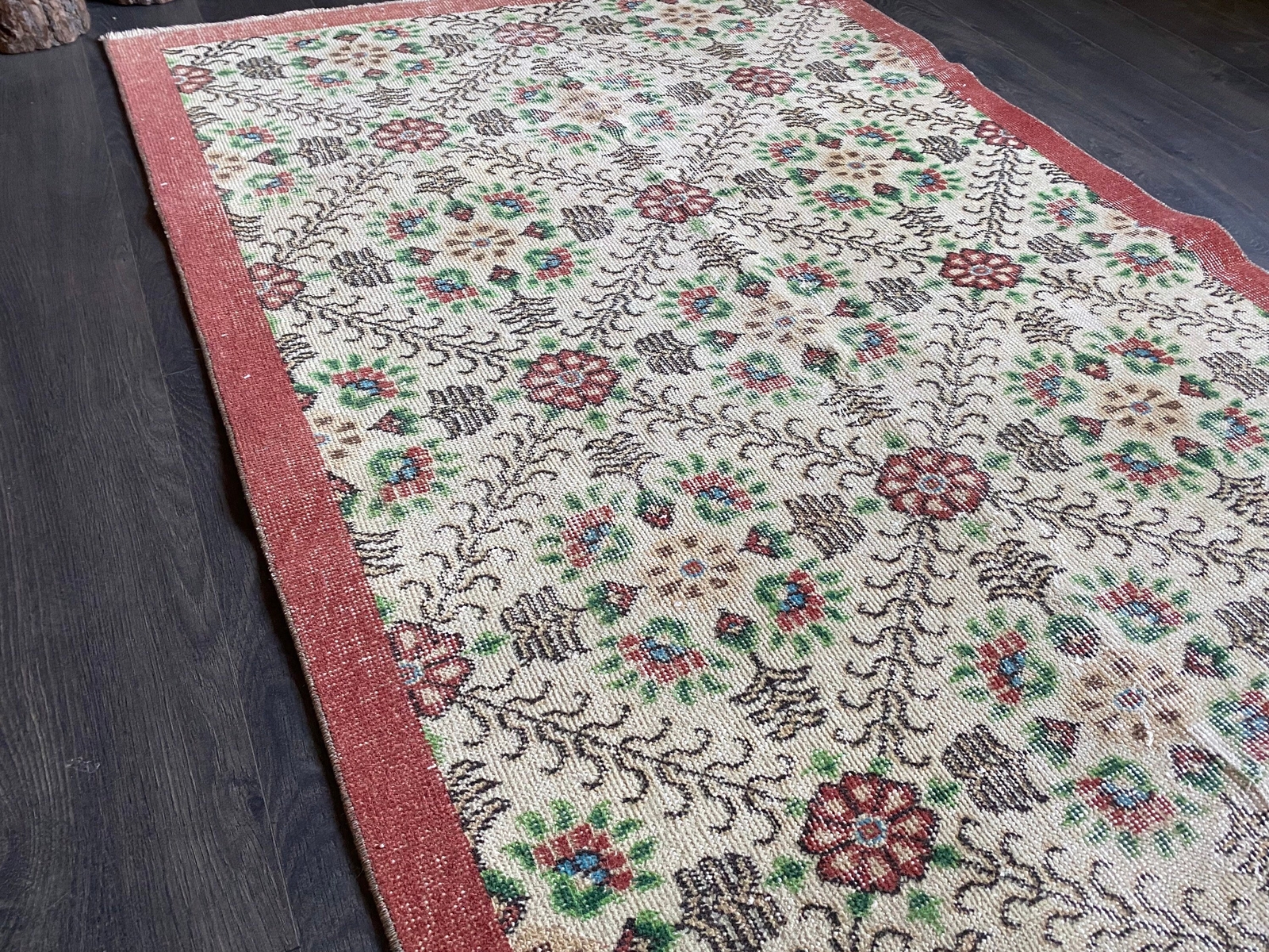 3.6x5.9 Medium Vintage Turkish Oushak Wool Rug gallery
