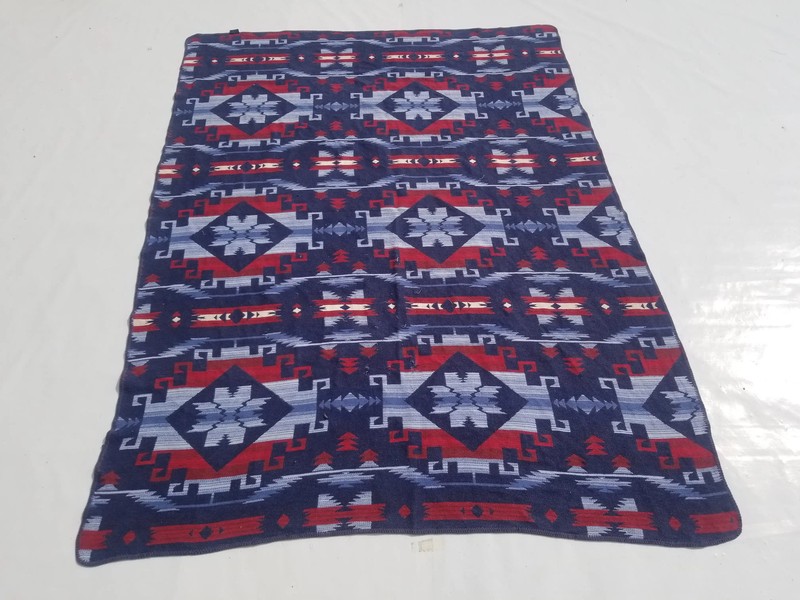 Fine Vintage Traditional Hand Made Oriental Wool Blue Kilim 192x141cm gallery