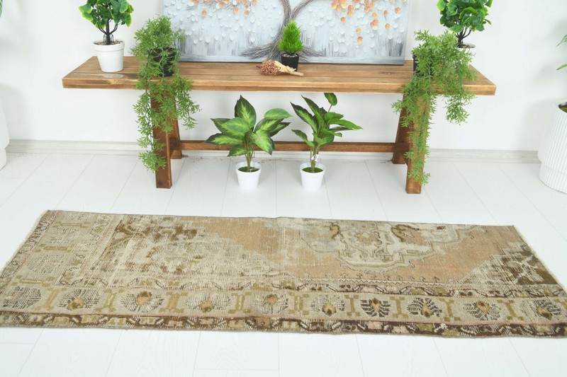 Turkish Runner Rug 2x5 Hand-Knotted Area Vintage Oushak Oriental Rug Carpet,430 gallery