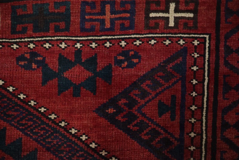 Rich Red Geometric Area Rug Wool Hand-made Living Room Vintage Tribal Carpet 6x8 gallery