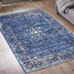 Distressed Area Rugs Blue Abstract Modern Living Room Carpet Large Carpets