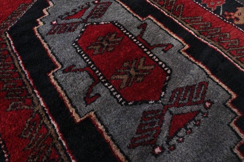 Vintage Turkish Runner Rug 3x13ft Wool Anatolian Handmade Hallway Oushak RED gallery