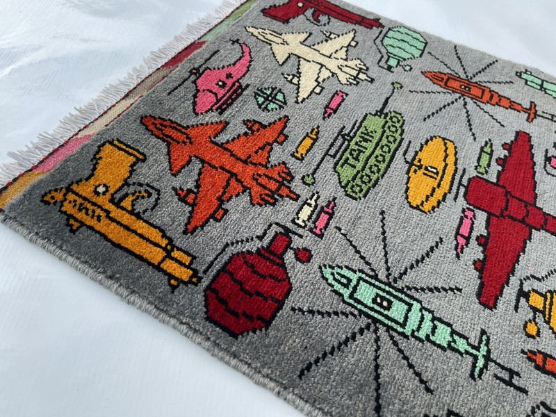Mini War Rug 52x52cm Afghan War Rug Handicrafts Wool Rug Merinos #245 gallery