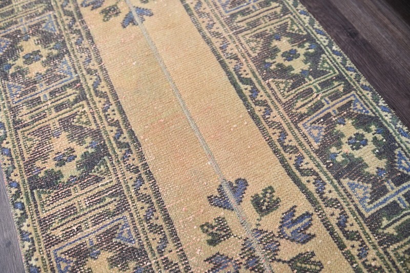 Vintage Turkish Runner Rug 2x10ft Wool Anatolian Handmade Hallway Oushak BEIGE gallery