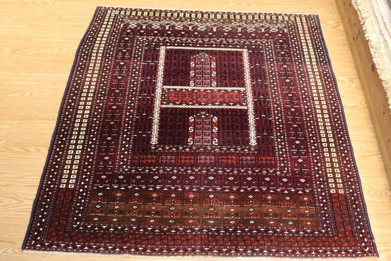 SILK & WOOL 5X6 FT. _ANTIQUE_TRIBAL_RUG_Tekke Turkmen Hatchli TORKMAN gallery
