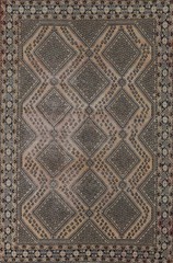 Distressed Vintage Area Rug 7×10 Traditional Handmade Geometric for Any Room
