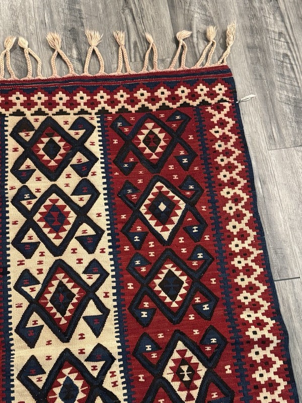 Vintage Turkish Kilim Rug Boho Van Kilim Flat Weave Approx 40”x60” gallery