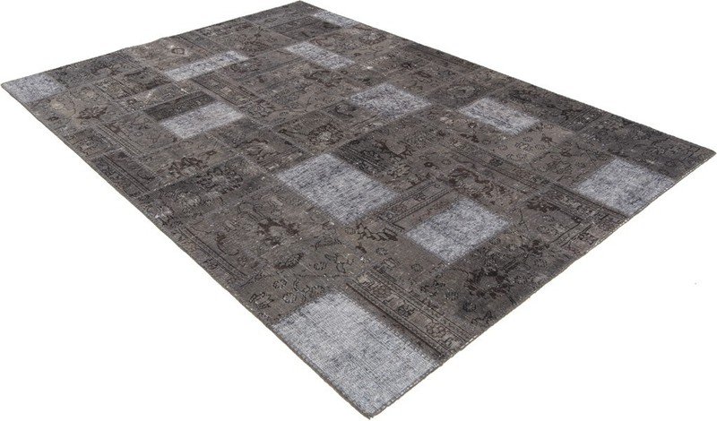Patchwork 252x175 cm Hand Knotted Vintage Rug Carpet Rectangular Grey gallery