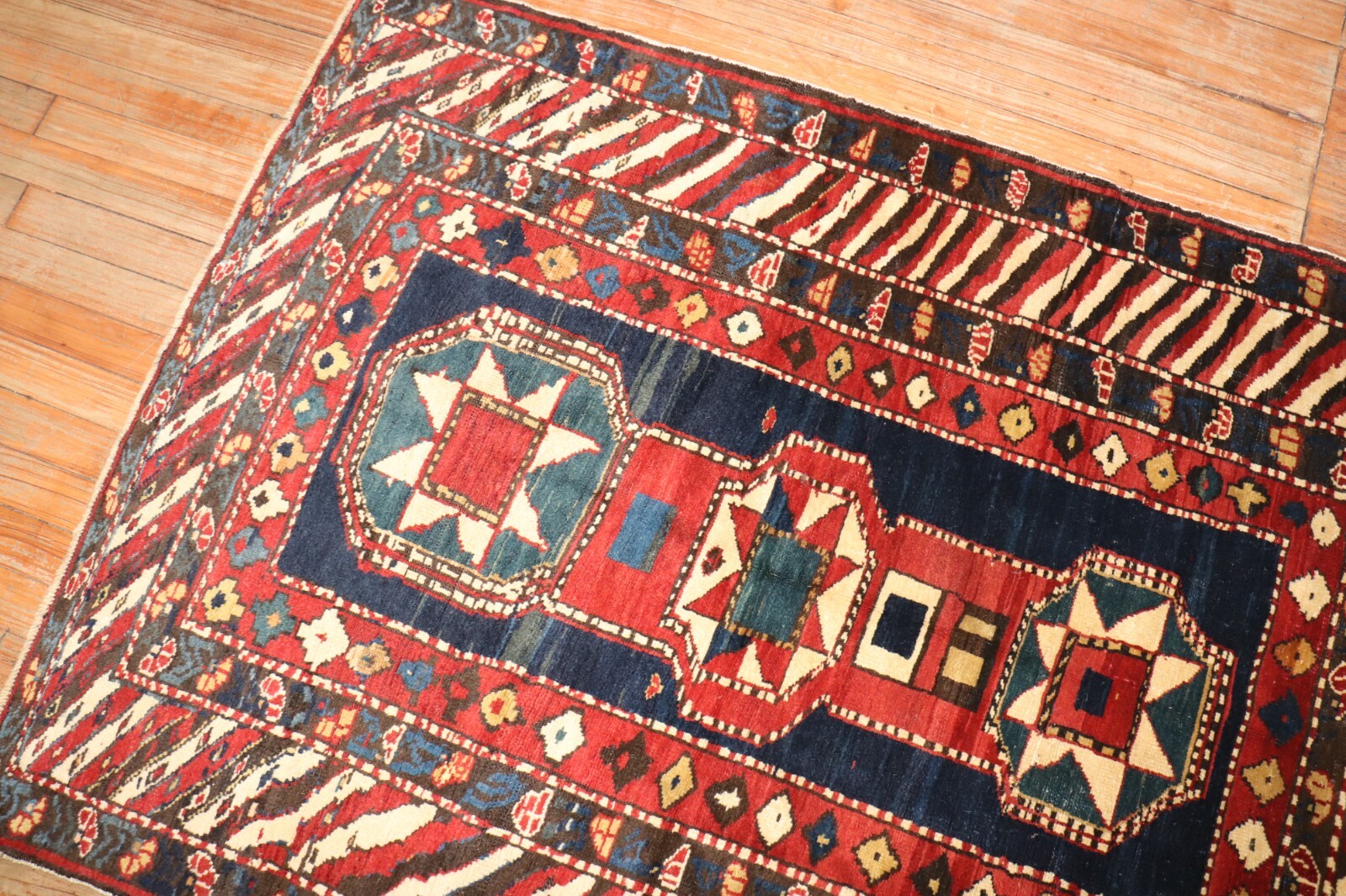 Antique Caucasian Kazak Baku Chila Shirvan Gendje Rug Size 3'6''x4'9'' gallery