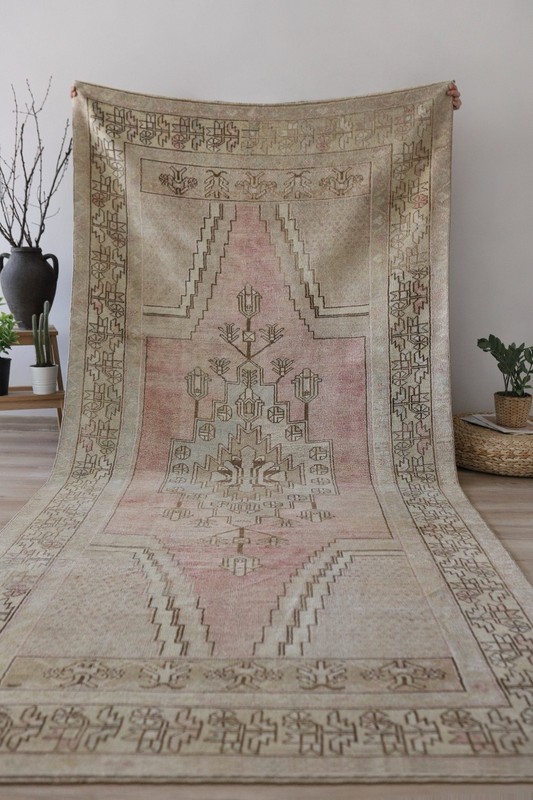 Vintage Oushak Rug Hand Knotted Wool Turkish Area Carpet 5x10 Ft Large Anatolian gallery