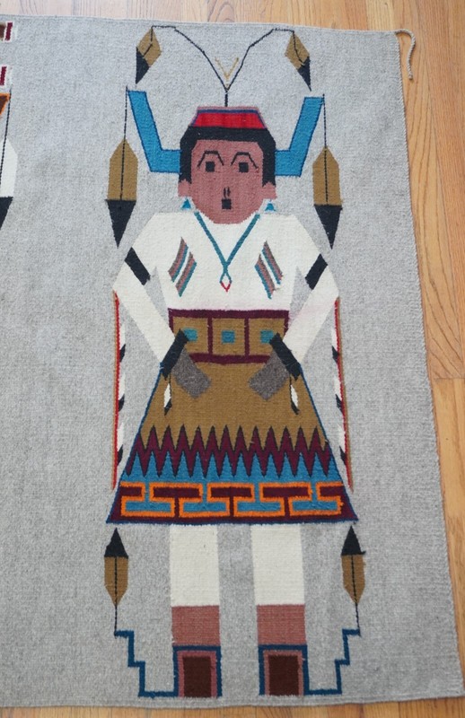 4'6" x 6'6" South West Mexican Navajo Style Wool Handmade Vintage Rug gallery