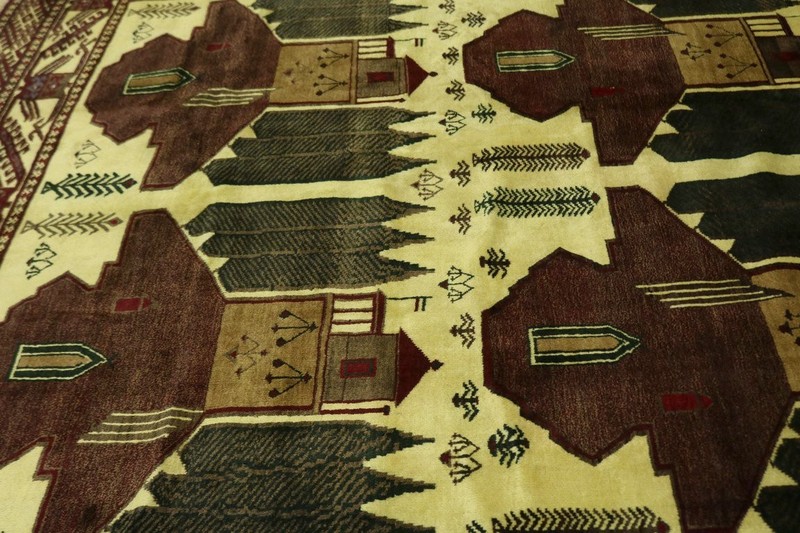 Rare Pictorial Afghan Design Tribal Rug Oriental Home Decor Carpet 9X13 ft gallery
