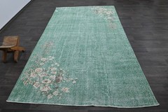 Oushak Turkish Vintage Rug 6×10 Kilim Rug Anatolian Handmade Boho Decor GREEN