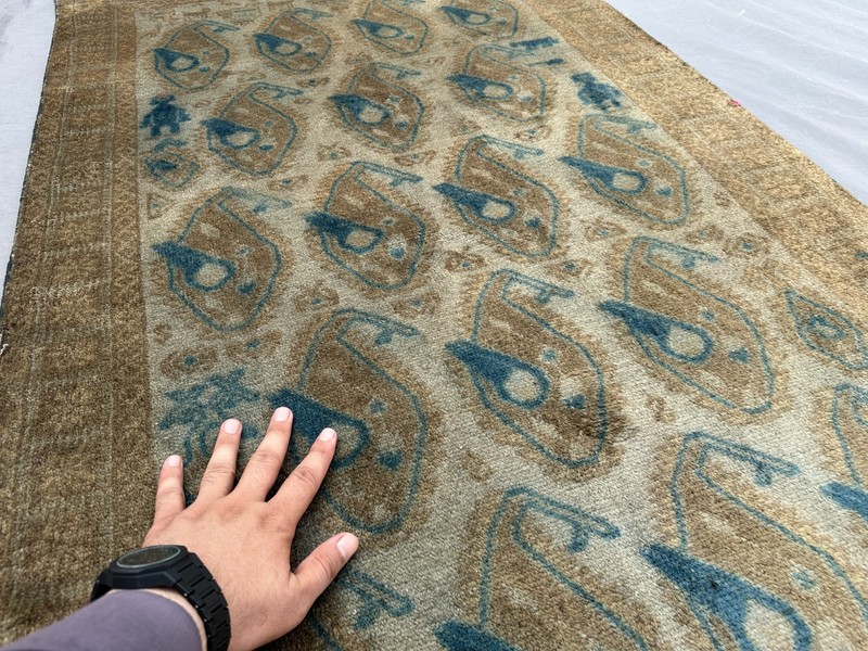 3 x 5.2 ft Vintage Afghan Hand Knotted Rug Blue Paisley Tribal Wool Area Carpet gallery