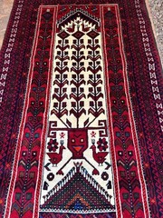 3’4 x 6 Prayer Rug Bird Design Vintage Nomadic Oriental Handmade Wool Area Rug