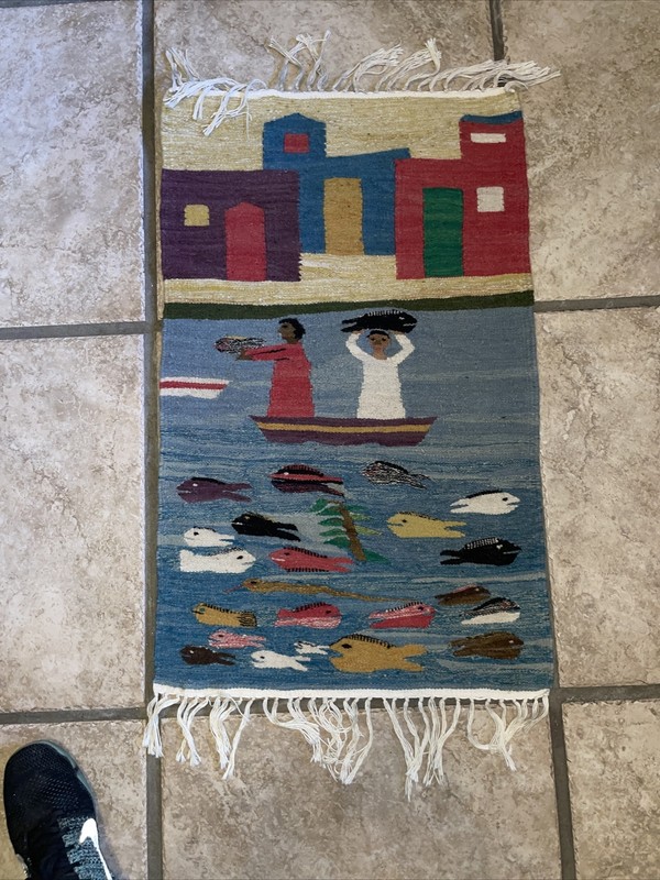 Beautiful ANTIQUE NAVAJO WOOL RUG 33”x20" HAND WOVEN THICK Southwest Native gallery