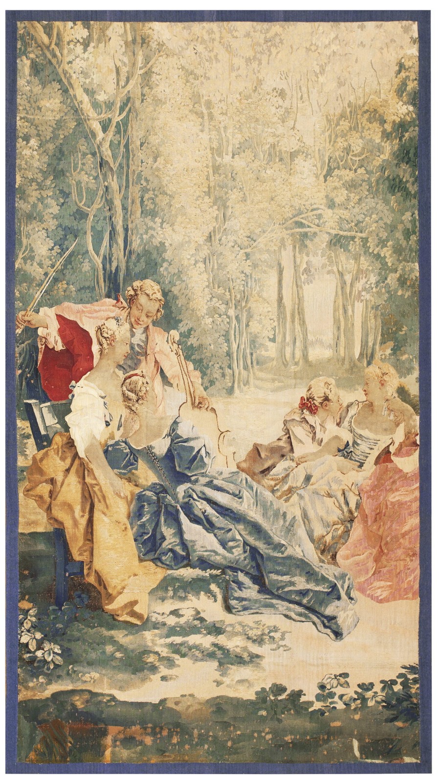 4'x8' Antique 18th Century French Romantic Pastoral Rococo Aubusson Tapestry gallery
