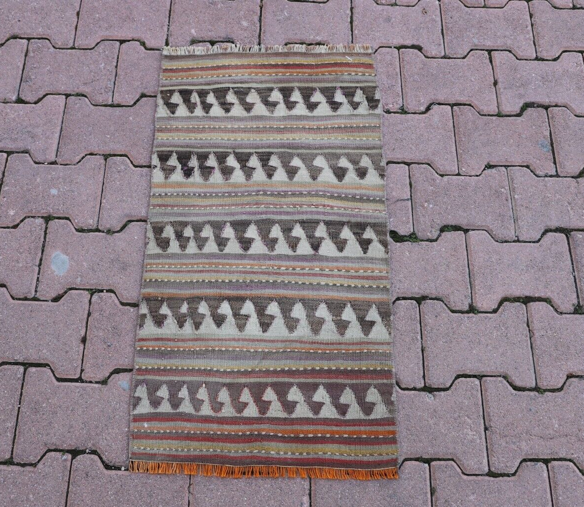 Traditional Handmade Small Kilim Rustic Foyer Carpet Cappadocia Wool Rug 2x3ft gallery