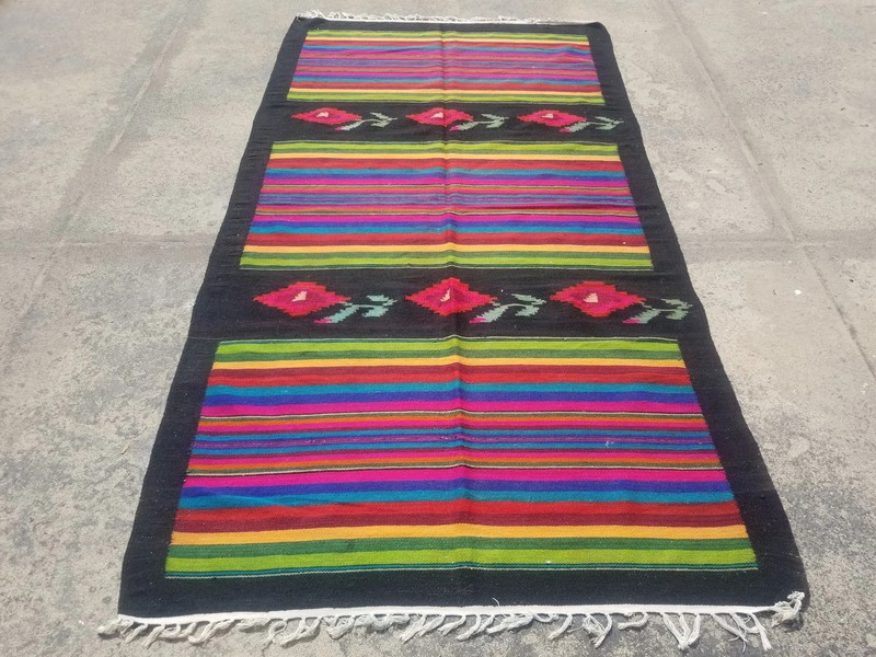 Fine Vintage Traditional Hand Made Oriental Wool Black Kilim Rug 8.7x4.10ft gallery