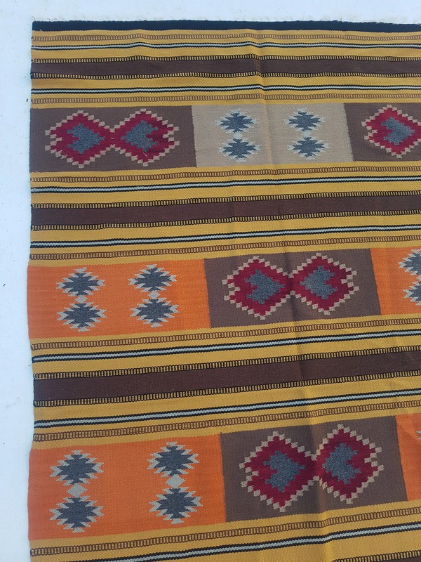 Vintage Traditional Handmade Turkish Wool Yellow Kilim 6x3.8ft gallery