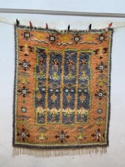 Vintage Fabulous Hand Knotted Swedish Scandinavian Rye Shag Wool Rug Carpet