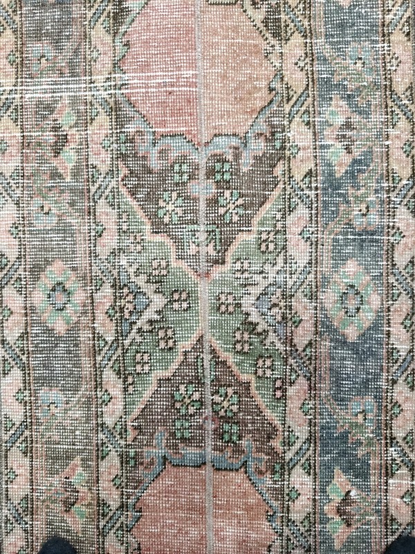 Green Red Geometric Handmade Runner, 1.9x12.2ft, Vintage Turkish Entryway Rug, gallery